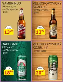 BENE Nápoje leták Strana 24: Gambrinus světlé výčepní pivo €13,90, Kozel 10 €13,90