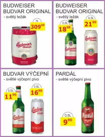 BENE Nápoje leták Strana 27: Budweiser Budvar světlý ležák €309,00, Pardál světlé výčepní pivo €9,90