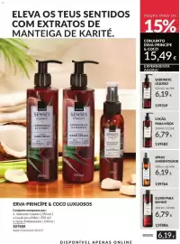 Catálogo Avon Página 214: Senses elixir para banho €6,79, Avon senses essence lemongrass & coconut €19,17