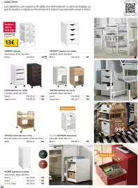 Catálogo IKEA Página 22: Fryksås almacenaje con ruedas €99,00, MICKE cajonera con ruedas €69,00