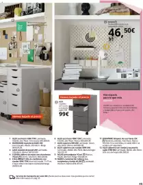 Catálogo IKEA Página 45: LACK estante de pared €29,00, Alex cajonera con ruedas y accesorio cajón €99,00