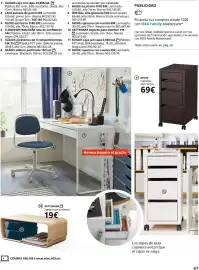 Catálogo IKEA Página 47: VATTENKAR Soporte para monitor €19,00, Micke cajonera con ruedas €69,00