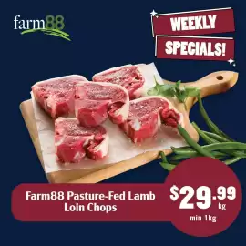 Tasman Butchers catalogue week 36 Page 2: Farm88 Pasture-Fed Lamb Loin Chops €29,99