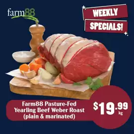 Tasman Butchers catalogue week 36 Page 3: Farm88 Pasture-Fed Yearling Beef Weber Roast €19,99