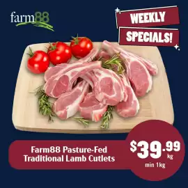 Tasman Butchers catalogue week 36 Page 4: Farm88 Pasture-Fed Traditional Lamb Cutlets €39,99
