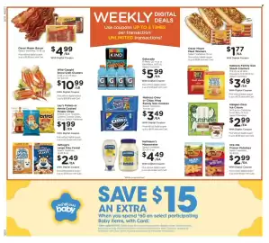 Kroger weekly ad week 36 Page 2: Nabisco Oreo or Chips Ahoy Family Size Cookies €3,49, Oscar Mayer Bacon €4,99