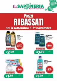 Volantino La Saponeria Pagina 1: Vidal bagnodoccia €2,99, Neutromed Uomo doccia shampoo 4in1 €0,99