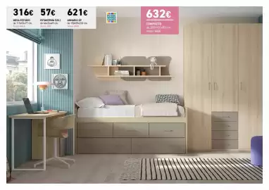 Catálogo Merkamueble Página 14: Mesa estudio €316,00, Estantería €57,00