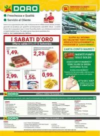 Volantino Doro Daily Pagina 12: Banane €0,99, Prosciutto cotto alta qualità Gran biscotto Rovagnati €2,29