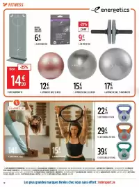 Catalogue Intersport page 10: GYMNASTIC BALL 55 ROSE €12,99, Energetics Élastiques Pilates €6,99