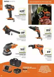 Catalogue Tout faire matériaux page 24: AEG Ponceuse excentrique €165,00, AEG SOUFFLEUR 18V €89,00