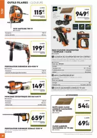 Catalogue Tout faire matériaux page 28: BOÎTE 2200 CLOUS ANNELÉS GALVANISÉS 34° 50 MM €54,90, AEG SCIE SAUTEUSE 700 W €115,00