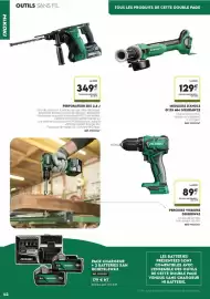 Catalogue Tout faire matériaux page 42: HIKOKI MEULEUSE D'ANGLE €129,00, HITACHI PERFORATEUR SDS 2,8 J €349,00