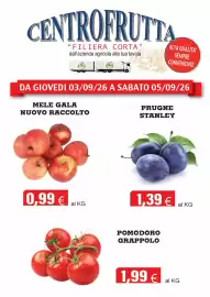 Volantino Centro frutta Pagina 1: Pomodoro grappolo €1,99, Mele €0,99