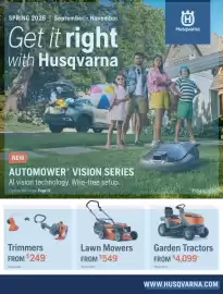 Husqvarna catalogue Page 1: Garden Tractors €4.099,00, Lawn Mowers €549,00