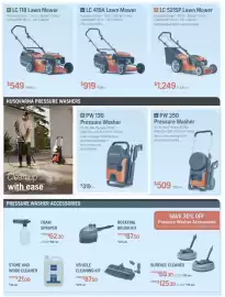 Husqvarna catalogue Page 11: PW 350 Pressure Washer €509,00, Husqvarna LC 419A Lawn Mower €919,00