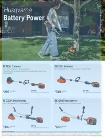 Husqvarna catalogue Page 2: H 215iL Trimmer €349,00, 220iR Brushcutter €449,00