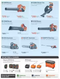 Husqvarna catalogue Page 3: Husqvarna 36V Batteries €179,00, Husqvarna 230iB Blower €369,00
