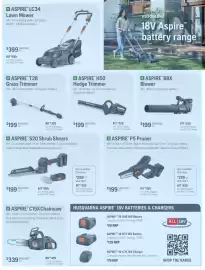 Husqvarna catalogue Page 7: Husqvarna Aspire LC34 Lawn Mower €399,00, H Aspire B8X Blower €199,00