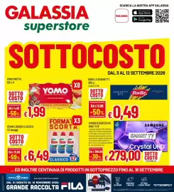 Volantino Galassia superstore Pagina 1: Yomo frutta €1,99, Dixan liquido classico €6,49