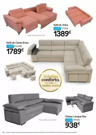 Folheto Hiper Centro do Móvel Página 42: Sofá 4L Viola €1.389,00, Chaise Longue Rey €938,00
