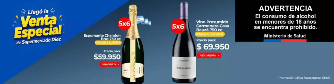 Catálogo Supermercado Diez Página 1: Brut - espumante €59.950,00, Bauzá - vino presumido carmenere €699,50