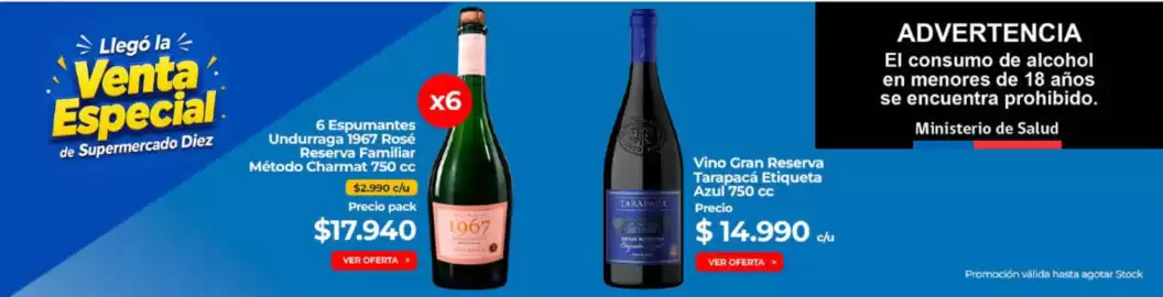 Catálogo Supermercado Diez Página 3: Tarapacá - vino gran reserva etiqueta azul €14.990,00