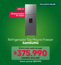 Catálogo Tottus Página 8: Samsung - refrigerador top mount freezer €375.990,00