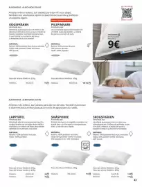 Catálogo IKEA Página 43: Almohada baja €9,00, Peso del relleno €11,00