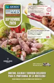 Folleto Abordo Página 1: Lista - puntillas calamar €4,99, Origen - pata de pulpo cocida en su jugo €5,99