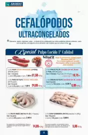 Folleto Abordo Página 6: Cabezas de pulpo cocidas en su jugo €3,99, Costa - pulpo crudo €14,95