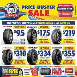 Bob Jane T-Marts catalogue Page 1: Bridgestone Ecopia EP150 €137,50, Kumho Tyres Crugen HP71 €170,50