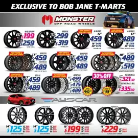 Bob Jane T-Marts catalogue Page 6: Scout 18" wheel €489,00, Sniper wheel €459,00