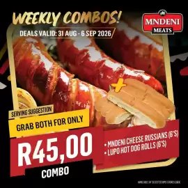Bluff Meat Supply catalogue week 36 Page 14: MNDENI CHEESE RUSSIANS (6'S) Lupo HOT DOG ROLLS (6'S) €45,00