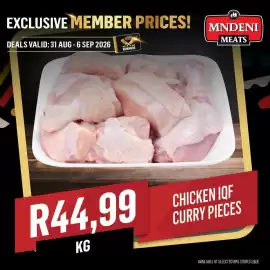 Bluff Meat Supply catalogue week 36 Page 3: Mndeni Meats Chicken IQF Curry Pieces €44,99