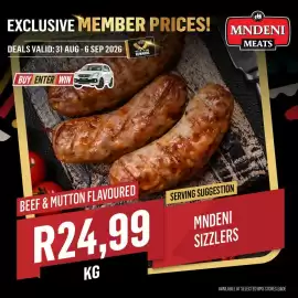 Bluff Meat Supply catalogue week 36 Page 7: Mndeni Meats Beef & Mutton Flavoured Sizzlers €24,99