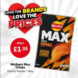 Poundstretcher leaflet Page 2: Walkers Max Crisps €1,35