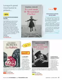 Catalogue France Loisirs page 27: GILBERT BORDES La Malbête €14,20, SIMONA DOLCE Le vrai nom de Rosamund Fischer €18,40