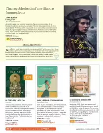 Catalogue France Loisirs page 29: Lisa See LE CERCLE DE LADY TAN €17,15, AnneMarie Brear AVEC L'ESPOIR POUR HORIZON €16,50