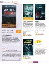 Catalogue France Loisirs page 46: MARCUS KLIEWER C'ÉTAIT NOTRE MAISON €1,00, Jacques Saussey CE QU'IL FAUT DE HAINE €16,40