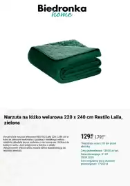 Biedronka gazetka Strona 2: Narzuta na łóżko welurowa 220 x 240 cm Restilo Laila, zielona €129,00