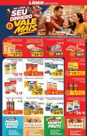 Encarte Lider Atacadista Página 1: Fralda baby sec ultra mega €27,90, Barra choc garoto €5,98