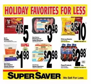 Super Saver weekly ad week 36 Page 5: Best Choice Bratwurst or Italian Sausage €3,48, Frito Lay Snacks €10,00