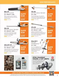 STIHL catalogue Page 9: HSA 50 Battery Hedge Trimmer €299,00, Stihl MSA 60 C-B Battery Chainsaw €349,00
