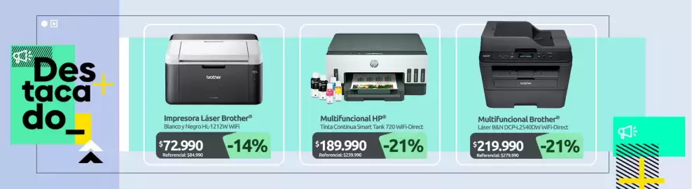 Catálogo PC Factory Página 10: Hp - multifuncional €189.990,00, Brother - multifuncional €219.990,00
