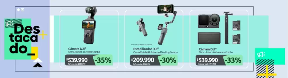 Catálogo PC Factory Página 11: Estabilizador dji €209.990,00, Camara djr €539.990,00