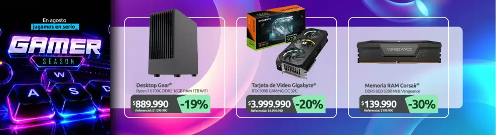 Catálogo PC Factory Página 6: Desktop gear ryzen 7 8700g ddr5 16gb 1tb wifi €889.990,00