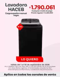 Catálogo Olímpica Página 3: Haceb - lavadora €1.790.061,00