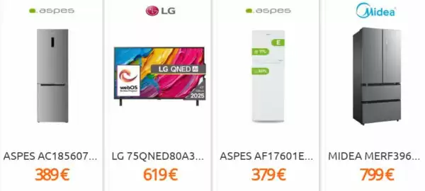 Folleto Eureka Electrodomésticos semana 36 Página 1: Aspes - af17601e €379,00, Midea - merf396 €799,00