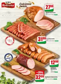 Dino gazetka tydzień 36 Strona 30: Kiełbasa krakowska Agro Rydzyna €32,99, Frankfurterki Agro Rydzyna €31,99